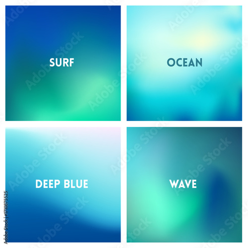 Set of abstract blurred background with sea coast