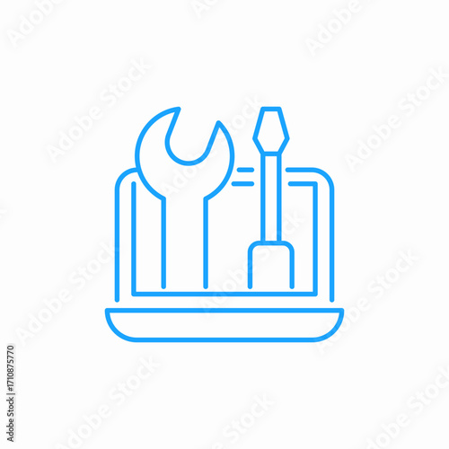 laptop settings icon sign vector