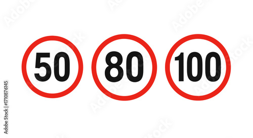 Speed Limit Signs 50, 80, 100 km/h