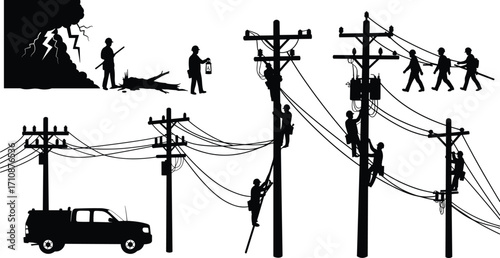 Emergency response, earthquake rescue, utility workers repairing power lines, disaster recovery, 