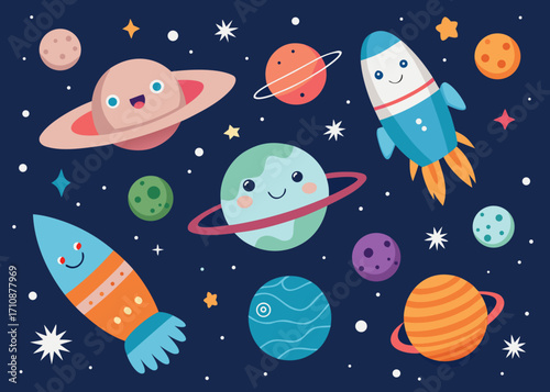 Space background cartoon