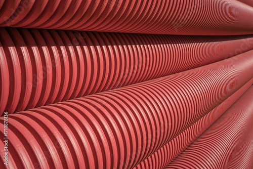 stack of drain waters hoses on a construction site