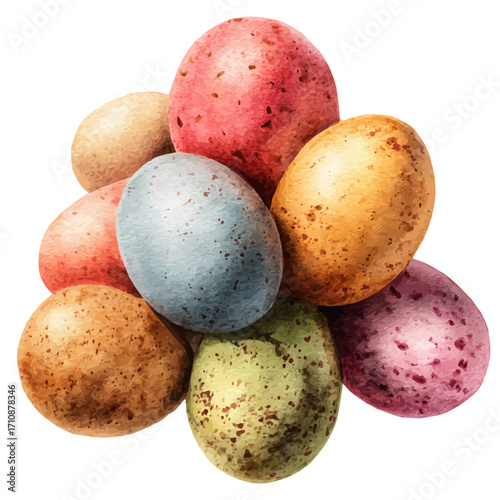 Watercolor vector illustration of Easter, isolated on white background.