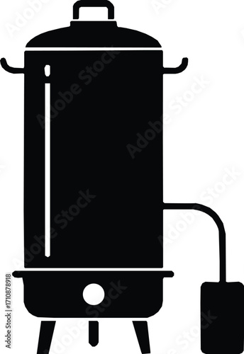 water heater silhouette, black and white silhouette, vector and illustration. On white background.