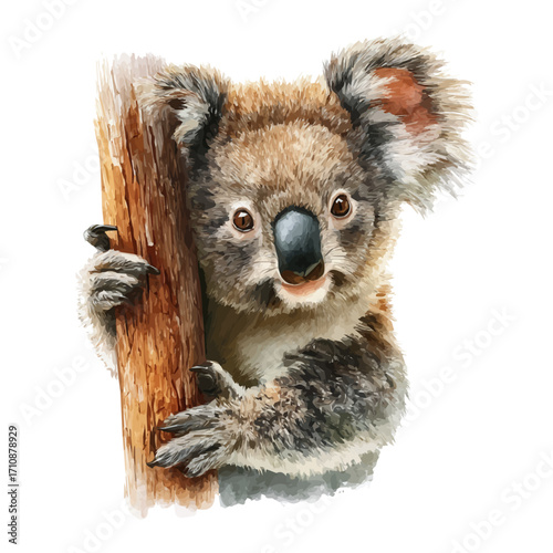 A watercolor painting of Koala, vector illustration on white background.