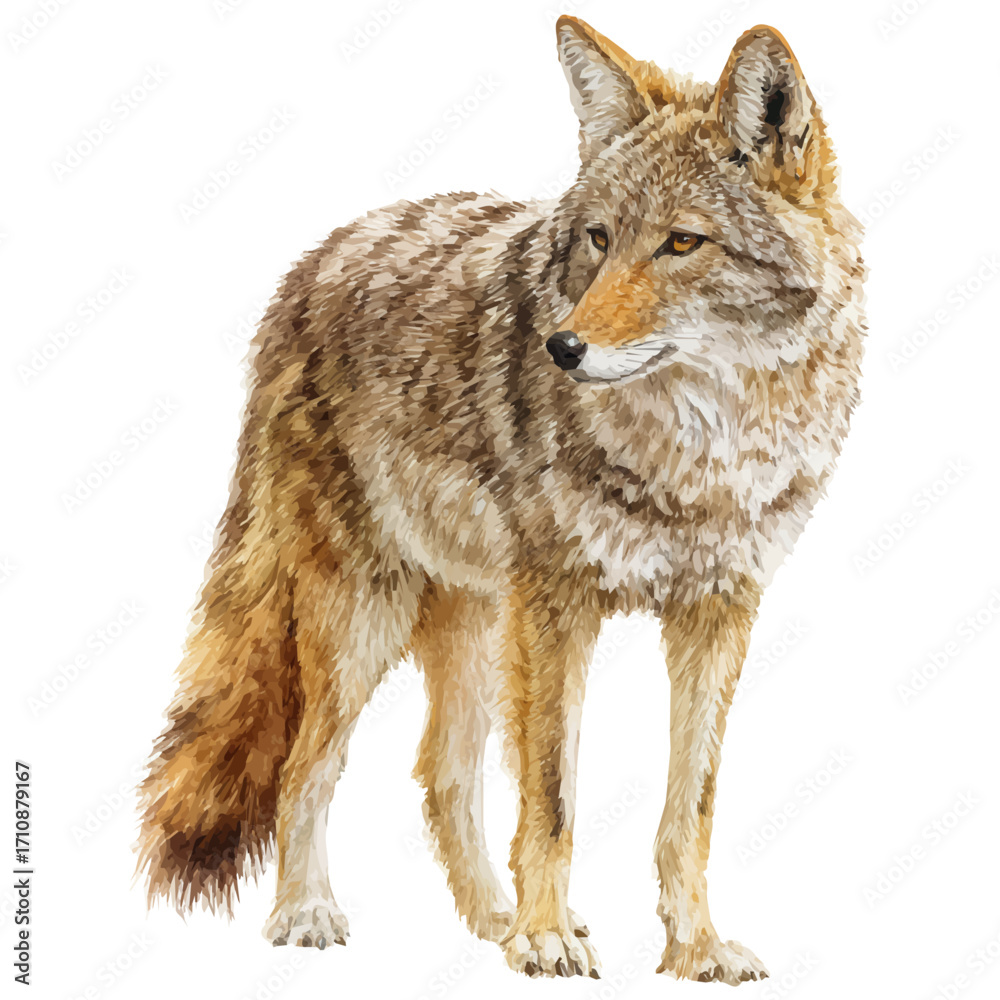 Obraz premium Coyote in watercolor style, vector illustration, isolated on white background.