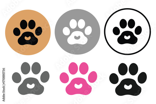 Paw vector foot trail print of cat. Dog, pattern animal tracks isolated on white background, backgrounds, vector icon Illustration