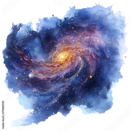A watercolor painting of Galaxy, vector illustration on white background.