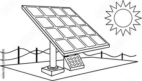 Solar panel shines, generating clean energy for a sustainable future, vector illustration