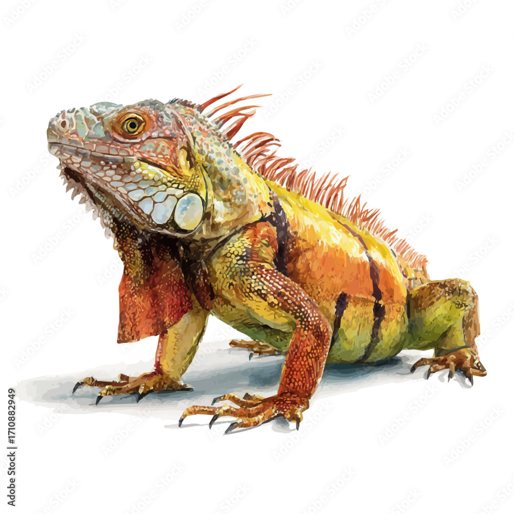 Obraz premium A watercolor painting of Iguana, vector illustration on white background.