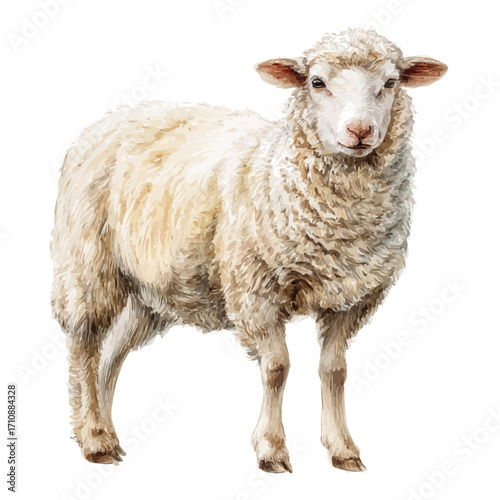 A watercolor painting of Lamb, vector illustration on white background.