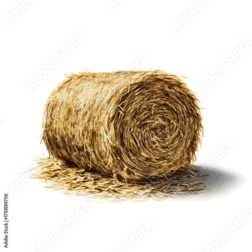 Hay Bale in watercolor style, vector illustration, isolated on white background.