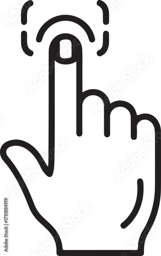 Finger touching screen with digital waves indicating interaction vector illustration