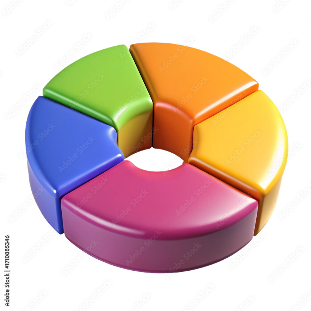 Obraz premium 3D Colorful Puzzle with Segmented Pieces