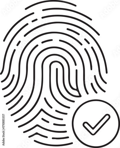 Fingerprint Icon with a Check Mark Symbol thumbprint identity