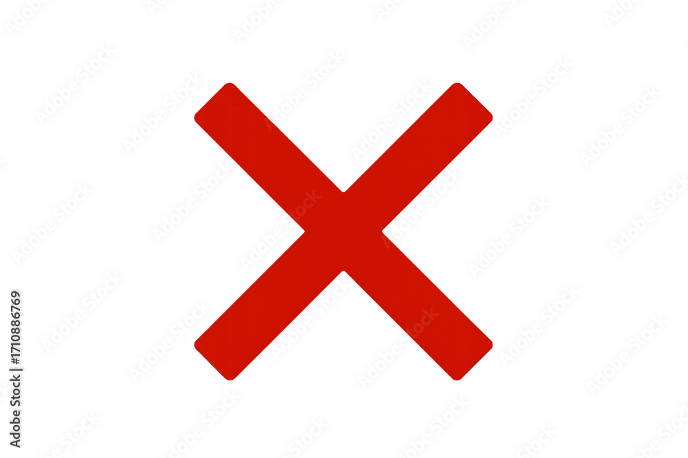 Fototapeta premium Bold red letter x symbol isolated on transparent background