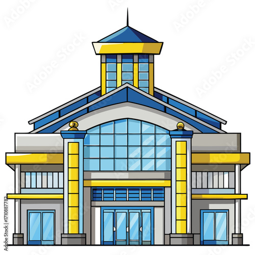 Shopping Mall Real Estate Colorful Vector Icon for Commercial Property and Retail Business, Flat Vector Icon on White Background

