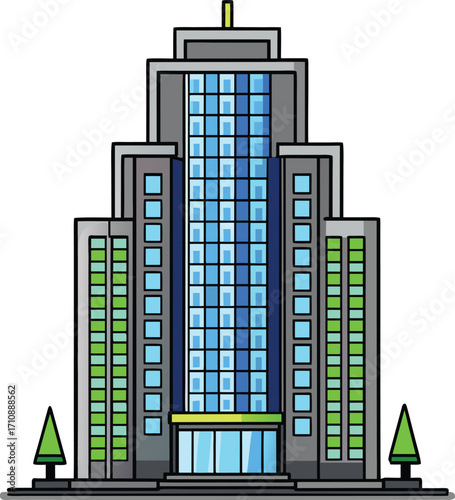 Apartment Tower Real Estate Vector Icon on White Background