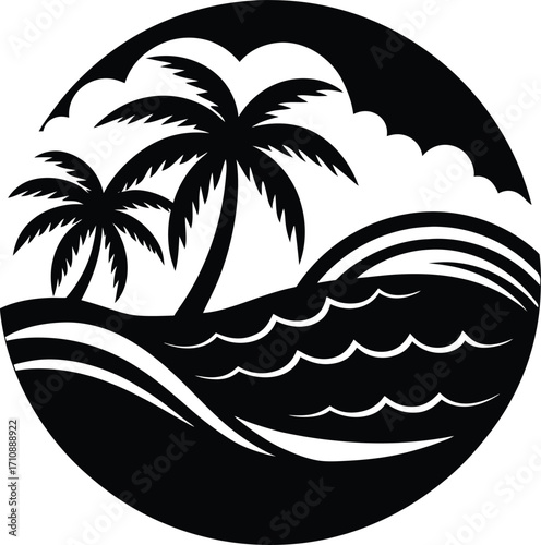 tropical island with palm trees