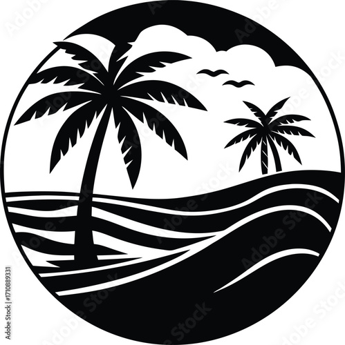 vector illustration of a tropical island