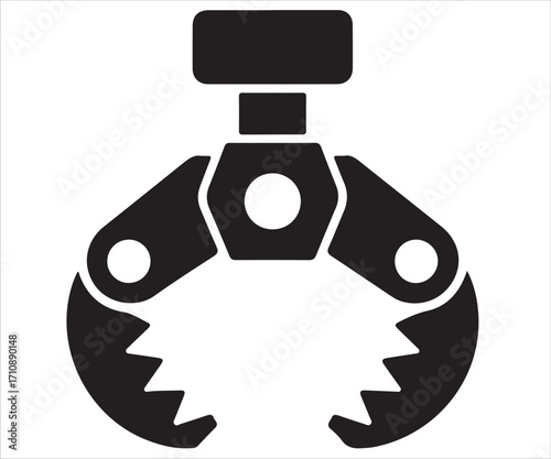 Robotic claw arm silhouette automation machine vector illustration