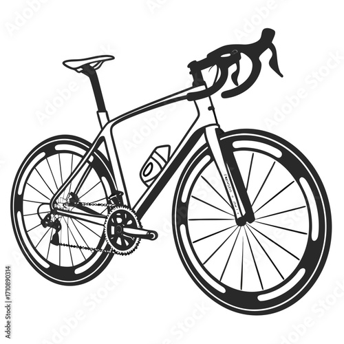 Sleek modern road bicycle illustration with aerodynamic frame and deep section wheels on a white background