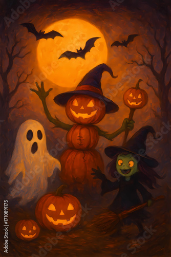 halloween background with pumpkins