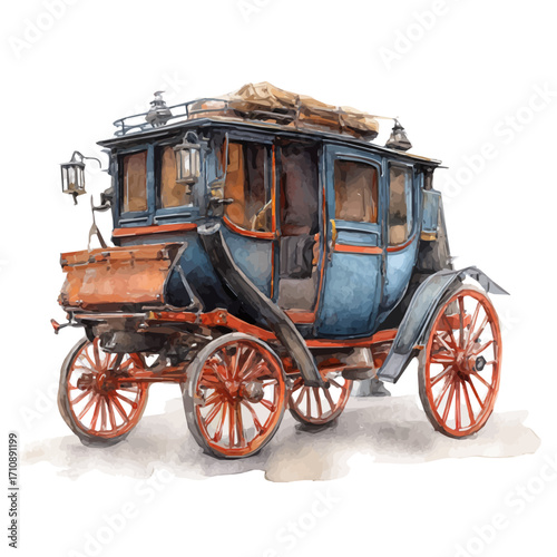 A watercolor painting of Coach, vector illustration on white background.