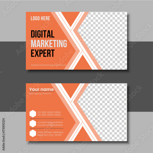 Double sided horizontal modern clean and minimal Business Card Template.

