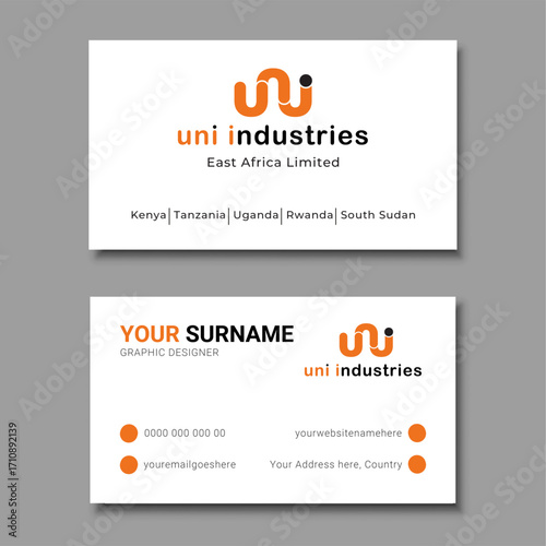 Double sided horizontal modern clean and minimal Business Card Template.
