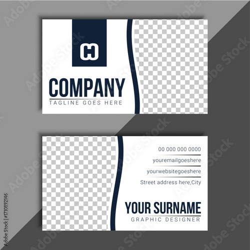 Double sided horizontal modern clean and minimal Business Card Template.
