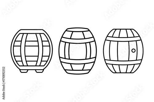 A set of barrel line art vector illustration