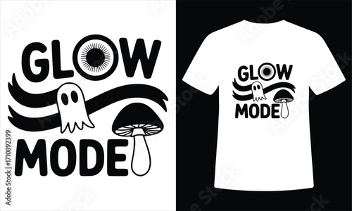 Glow Mode Ghost Mushroom Halloween T-Shirt Design