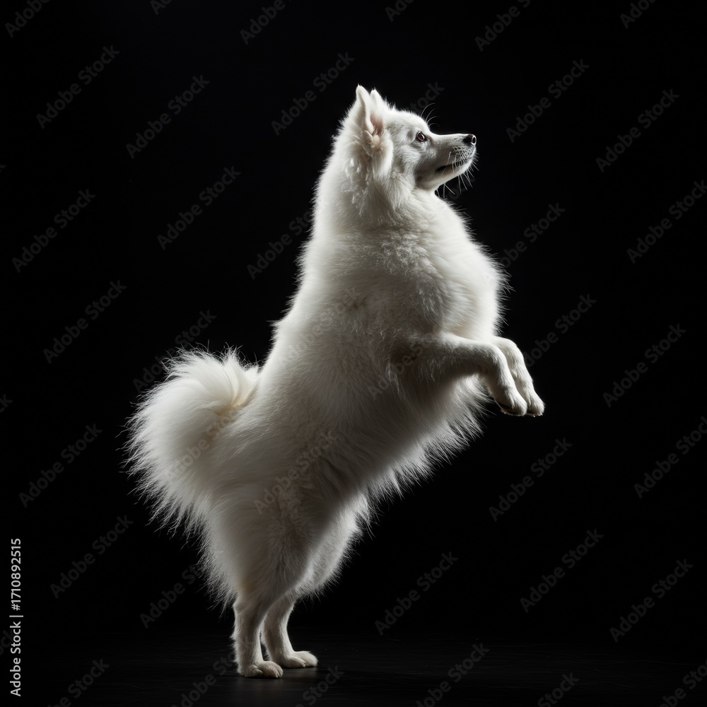 Obraz premium white Esquimal americano puppy dog on black background