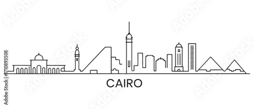 Cairo Line Art skyline horizontal banner. Cairo, Egypt. Vector template for your design. with white background