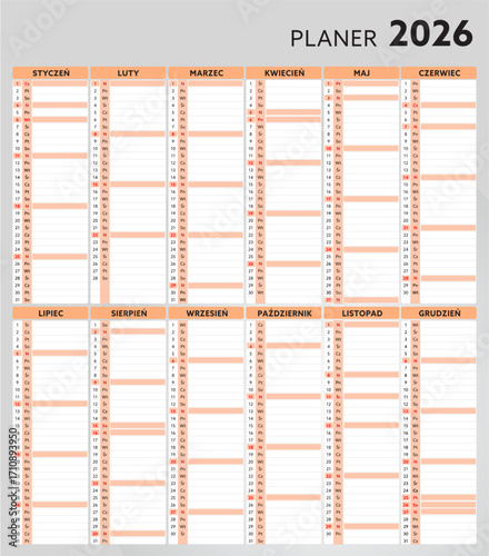 Planer 2026 - kalendarz urlopów, celów