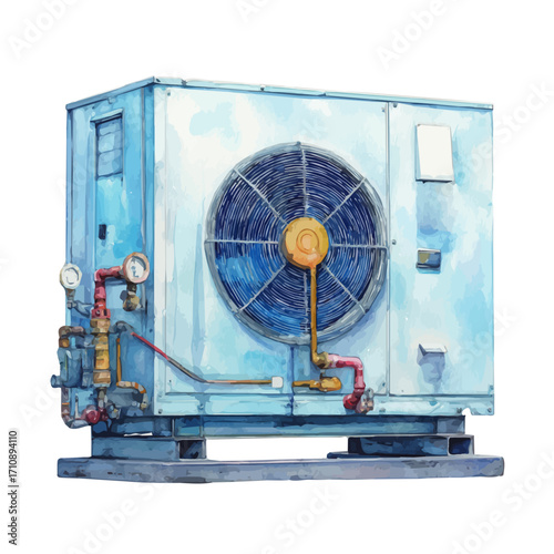 Fan Coil Unit in watercolor style, vector illustration, isolated on white background.