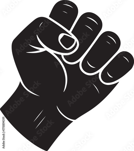 Realistic clenched fist icon symbol for power strength and solidarity