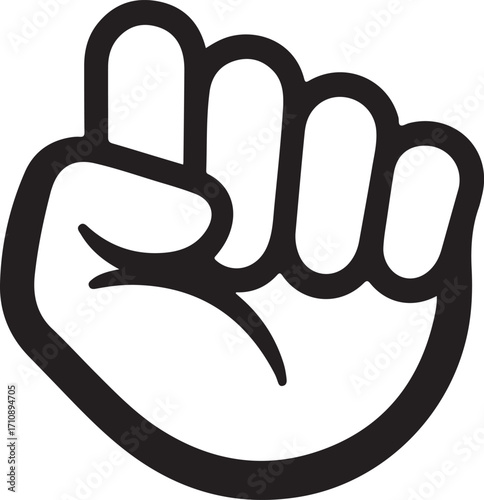 Realistic clenched fist icon symbol representing strength power determination and action