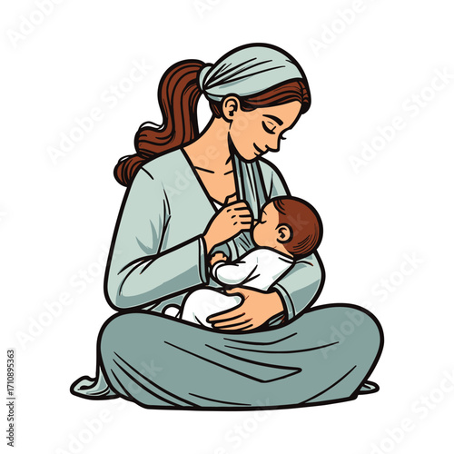 Motherhood Moment: Gentle Breastfeeding Bond Between Mom and Baby