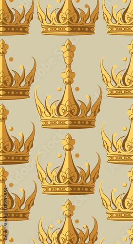 Golden crowns pattern on a light background
