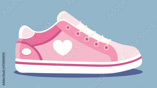 Cute pink baby sneaker with heart detail for girl fashion design