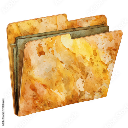 A watercolor painting of File Folder, vector illustration on white background.