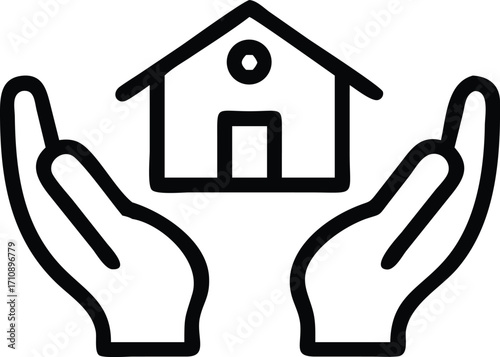 3D real estate house icon on a white background, symbolizing home, property, and business for sale
