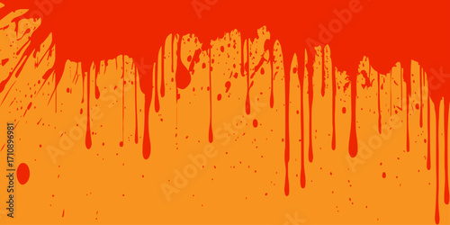 Red paint splash abstract winter grunge background with orange texture design. mysterious, vector, nature, ice, color, grass, icicle, snow