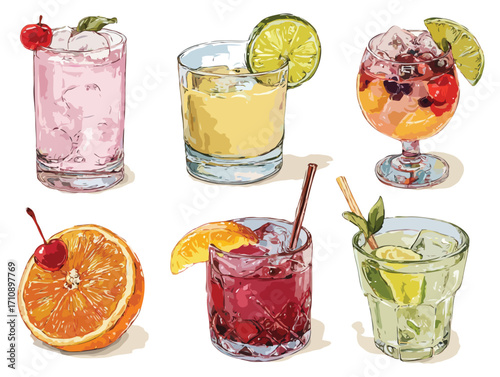 summer drinks vector art