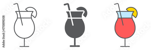 Cocktail icon, summer and beach, tropical drink sign vector graphics, a linear icon on a white background, eps 10.