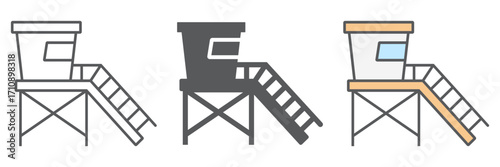 Lifeguard tower icon, tourism and beach, beach lifeguard sign vector graphics, a linear icon on a white background, eps 10.