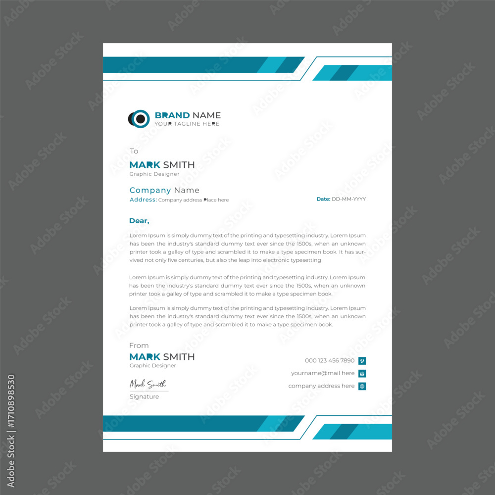 Naklejka premium Modern letterhead template for stationery design