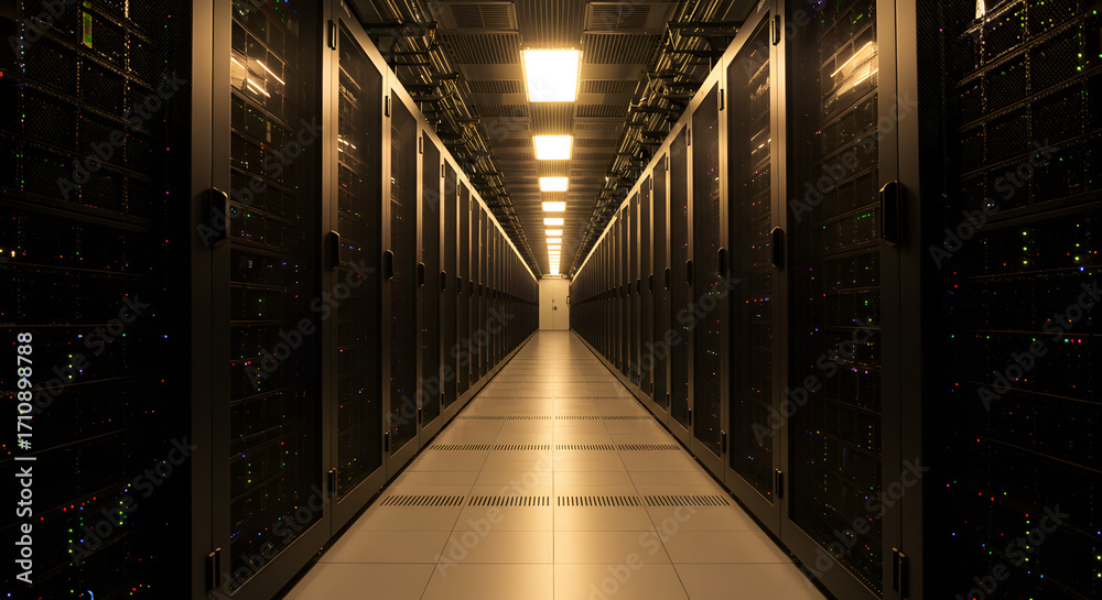 Obraz premium Modern Data Center Corridor